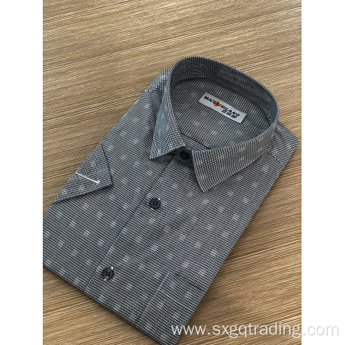 Fashion male yarn dyed checked short sleeve shirt